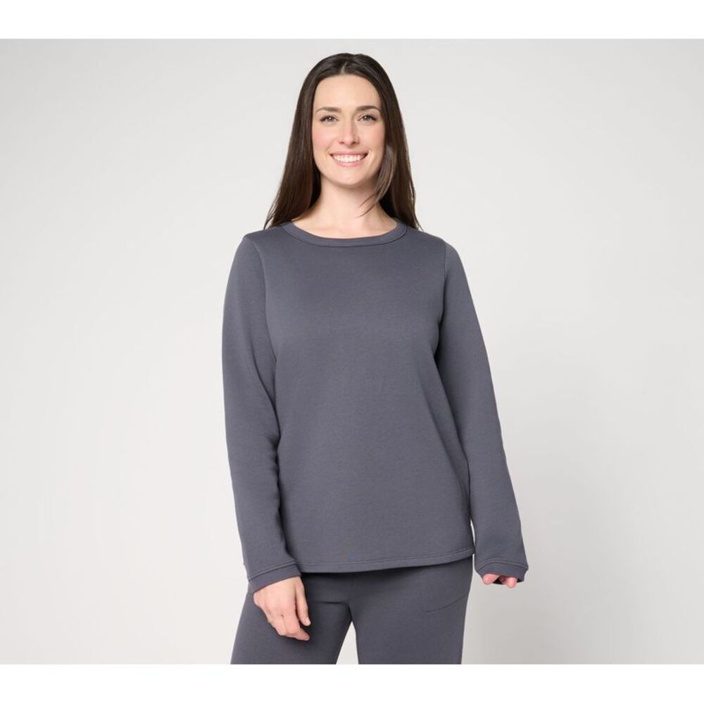 Susan Graver Women's Top Sz L Make Your Grey Dusk- Textured Leopard